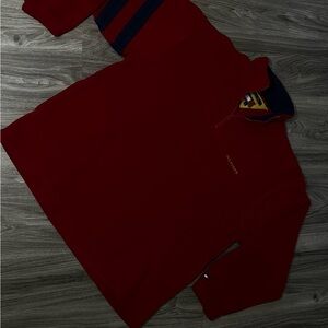 Tommy hilfigure 90s fleece red quarter zip vintage sweater